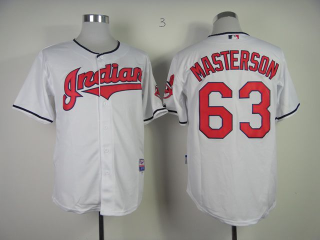 Men Cleveland Indians #63 Masterson White MLB Jerseys